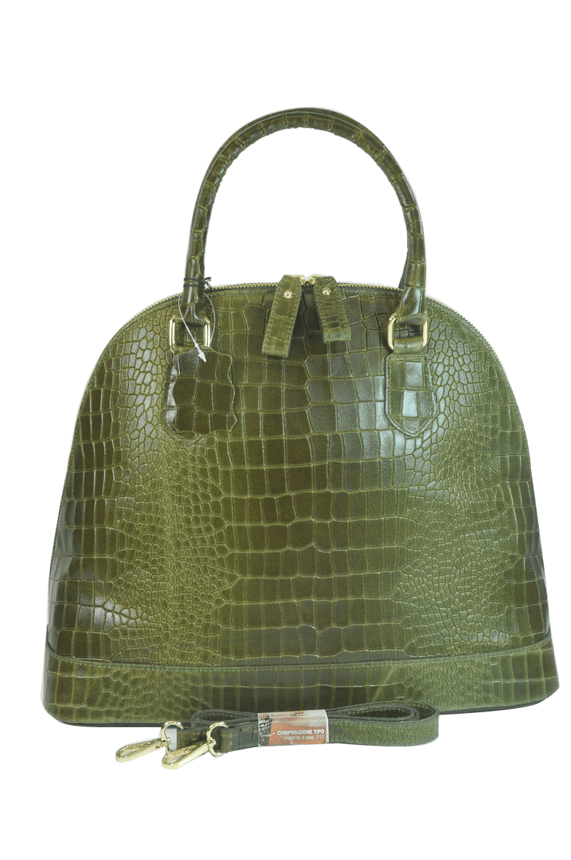 Brangio Italy Collections Handbag Green Misty U.S.A. Women's 100% Genuine Cowhide Leather Satchel Crossbody in Navy