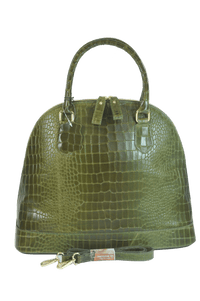 Brangio Italy Collections Handbag Green Misty U.S.A. Women's 100% Genuine Cowhide Leather Satchel Crossbody in Navy