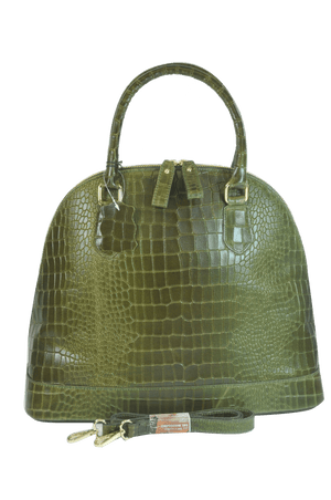 Brangio Italy Collections Handbag Green Misty U.S.A. Women's 100% Genuine Cowhide Leather Satchel Crossbody in Navy