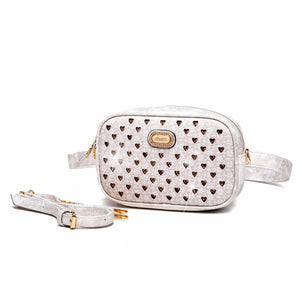 Brangio Italy Collections Handbag Ivory BI Women's Galaxia Fanny Pack in Earth Brown, Burgundy, or Ivory