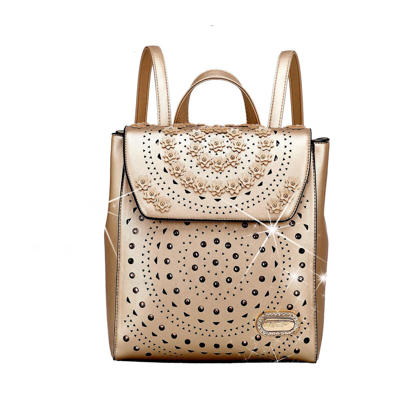 Brangio Italy Collections Handbag Light Gold BI Rosè Twinkle Star Backpack for Women in Pink, Orange, Gold, White, Pewter, or Black