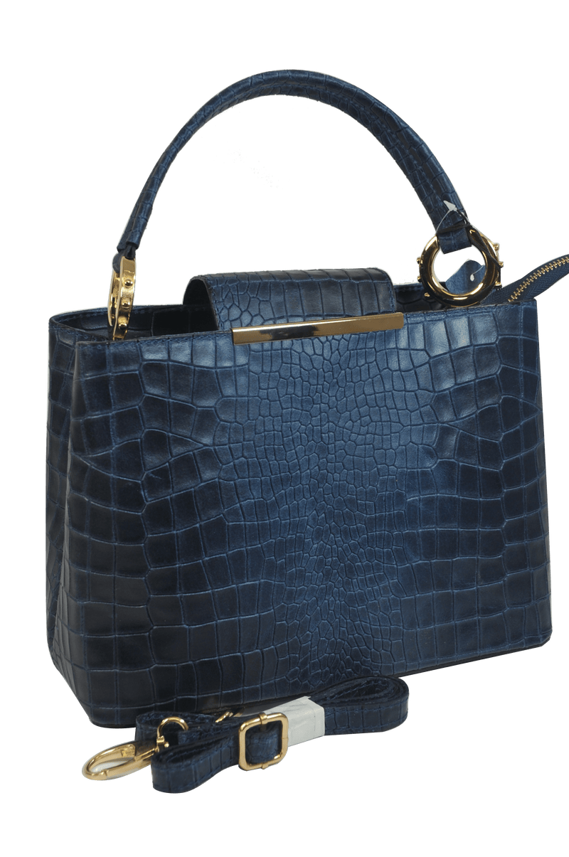 Brangio Italy Collections Handbag Navy Misty U.S.A. Women's 100% Genuine Cowhide Leather Purse in Brown