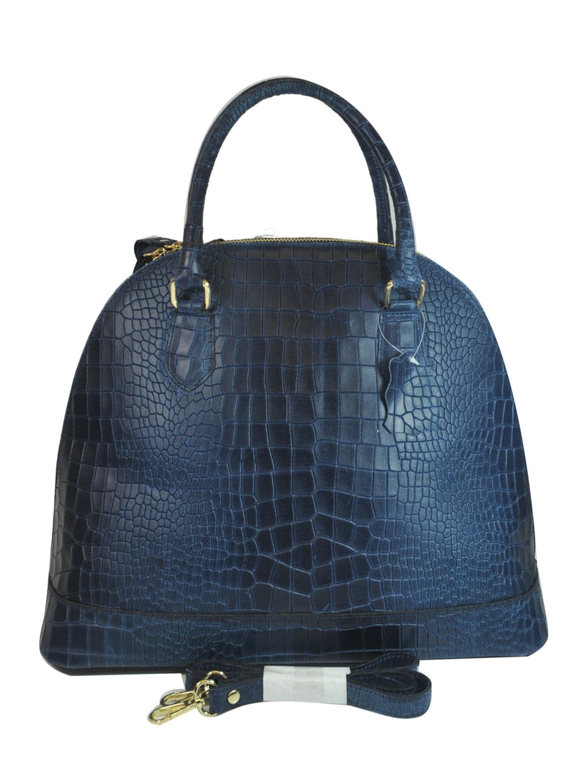 Brangio Italy Collections Handbag Navy Misty U.S.A. Women's 100% Genuine Cowhide Leather Satchel Crossbody in Navy