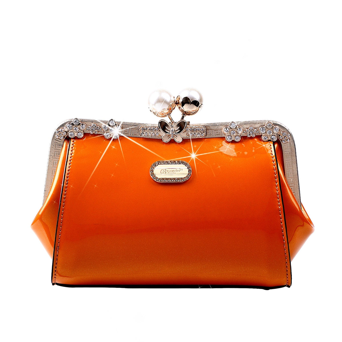Brangio Italy Collections Handbag Orange Starry Ocean Blossom Stains & Damage Resistant Womens Crossbody Clutch