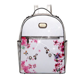 Brangio Italy Collections Handbag Pearl White BI Hummingbird Backpack in White, Black, Blue, Red, Bronze, Burgundy, or Pewter