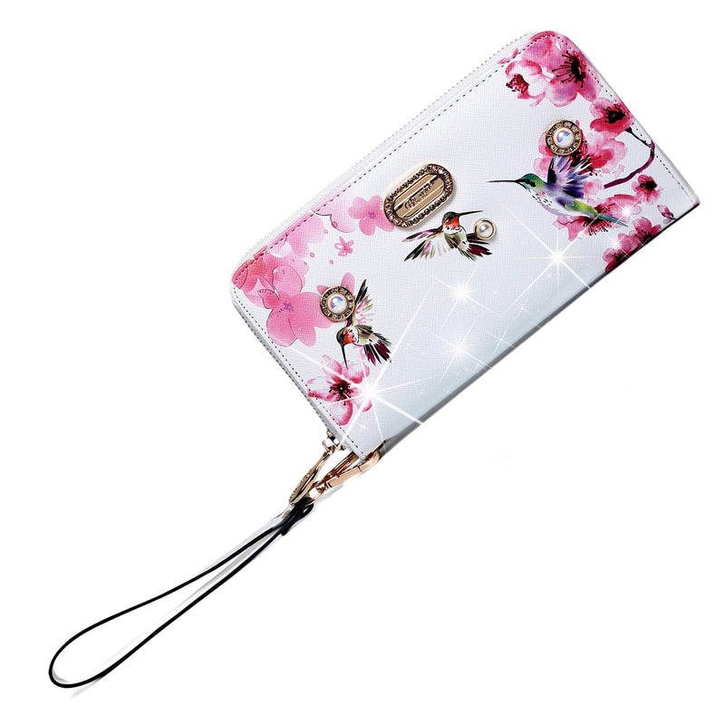 Brangio Italy Collections Handbag Pearl White BI Hummingbird  Wristlet in Burgundy, White, Blue, Black, Bronze, Pewter, or Red