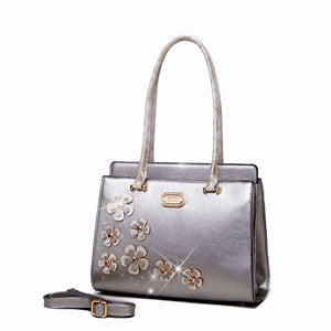 Brangio Italy Collections Handbag Pewter BI Twinkle Cosmos Florality Purse and Handbag in Light Gold, Pewter, or Black