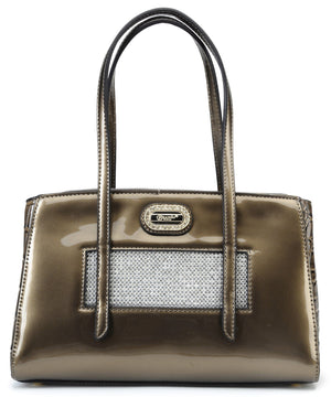 Brangio Italy Collections Handbag Pewter Diamond Princess Crystal Stud Tote Bag