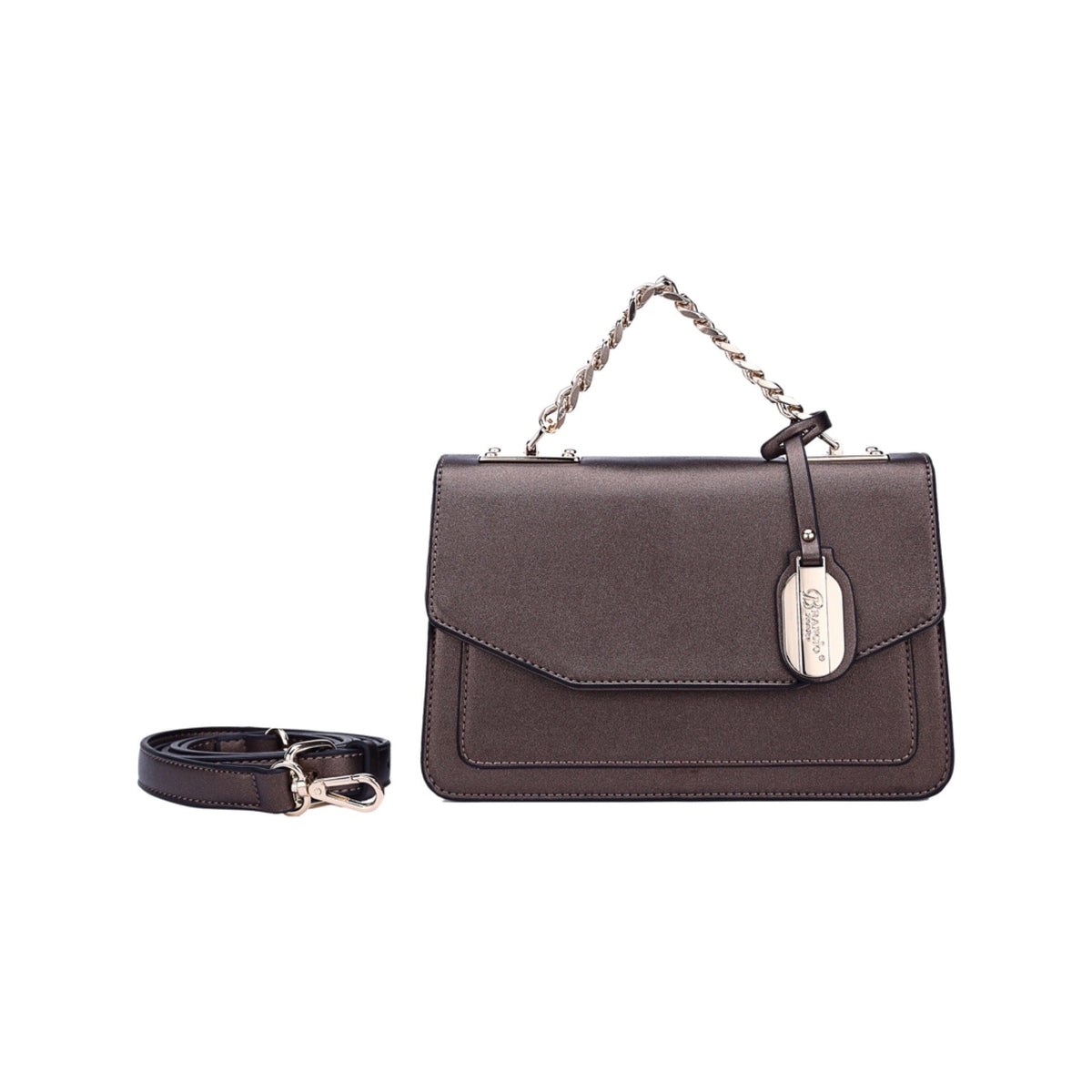 Brangio Italy Collections Handbag Pewter Not Sorry Vegan Leather  Minimalist Fashion Purse[ITEM#:RI2373]
