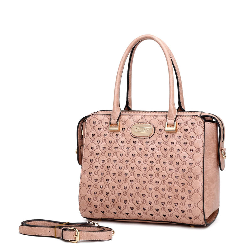 Brangio Italy Collections Handbag Pink Bi Millionaire Crystal Engraved Matte Satchel in Brown, Blue, Beige, Black, or Red