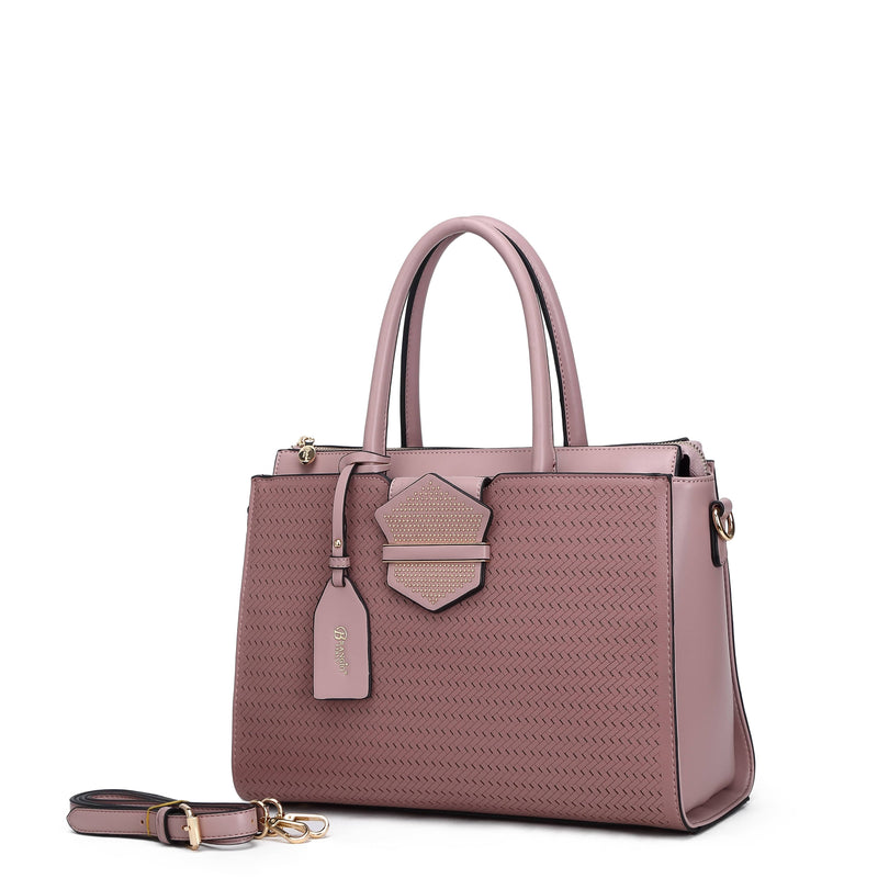 Brangio Italy Collections Handbag Pink BI Queen Handmade Medium Satchel in Gold, L. Blue, Pink, Black, or Pearl White