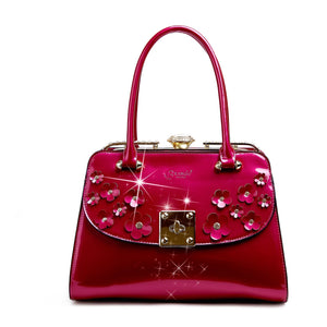 Brangio Italy Collections Handbag Pink BI Women's Floral Sparx Designer Crystal Handbag in Pink, Black, Blue, Purple, or Bronze