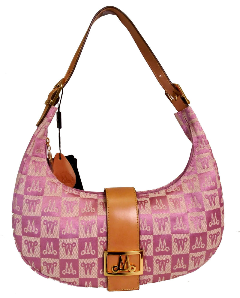 Brangio Italy Collections Handbag Pink Misty Genuine Cowhide Leather Trim And Shoulder Purse