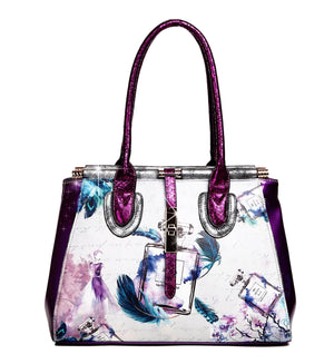Brangio Italy Collections Handbag Purple Arosa Fragrance Vintage Hollywood Retro Graphic Fashion Handbag