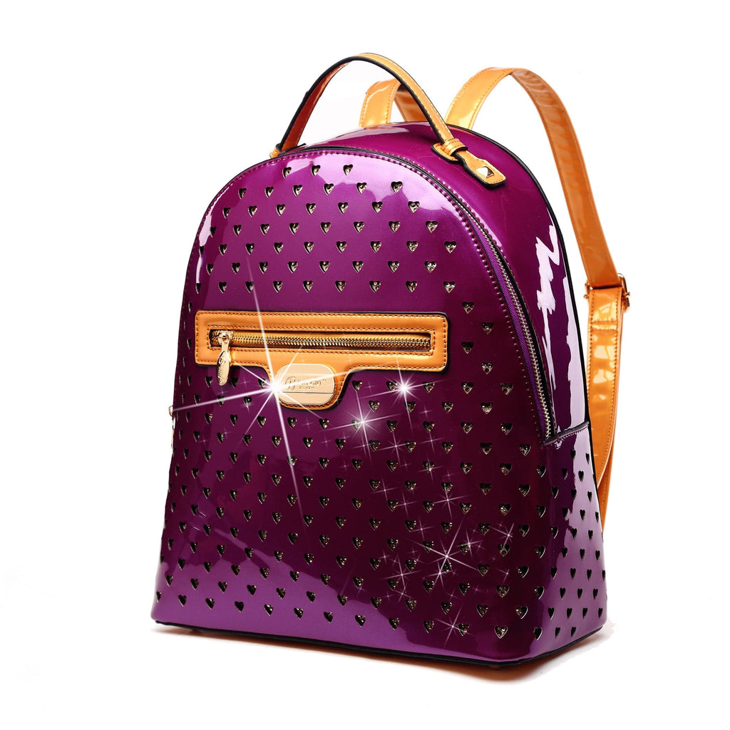 Brangio Italy Collections Handbag Purple BI Starz Art Retro Backpack Purse Anti Theft Bag in Purple or Pink