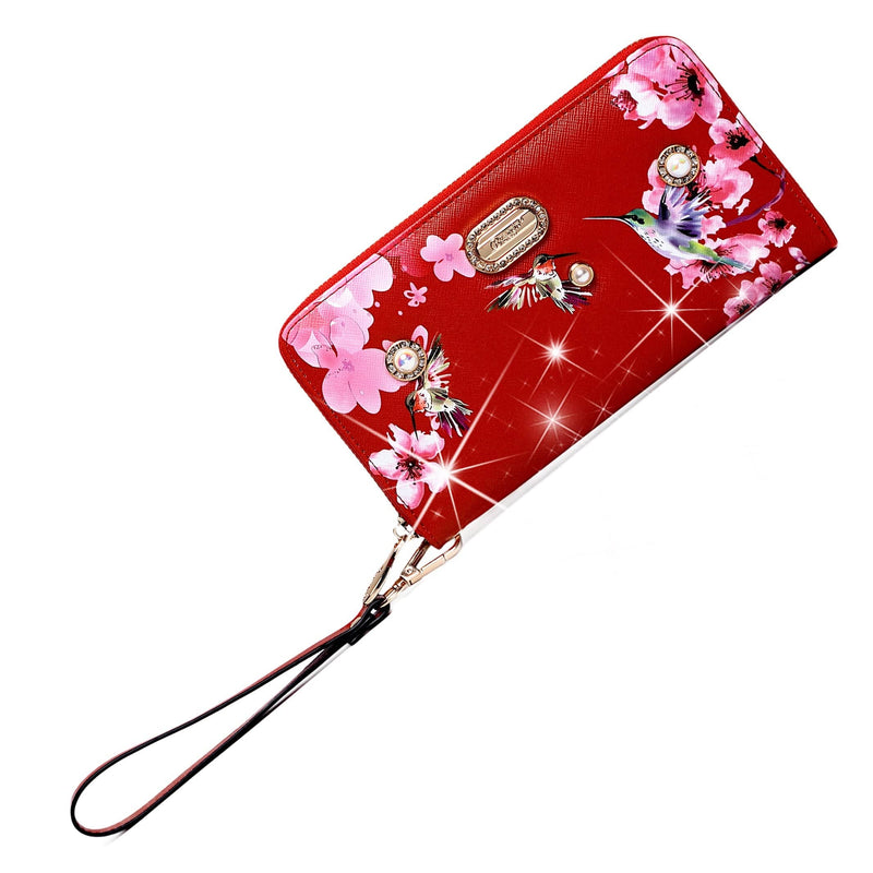 Brangio Italy Collections Handbag Red BI Hummingbird  Wristlet in Burgundy, White, Blue, Black, Bronze, Pewter, or Red