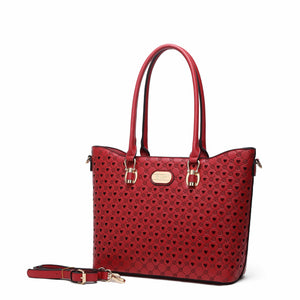 Brangio Italy Collections Handbag Red BI Millionaire Crystal Engraved Tote in Pink, Brown, Blue, Beige, Black, or Red