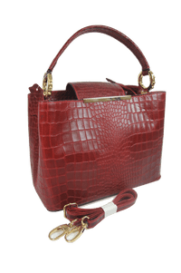 Brangio Italy Collections Handbag Red Misty U.S.A. Women's 100% Genuine Cowhide Leather Purse in Brown