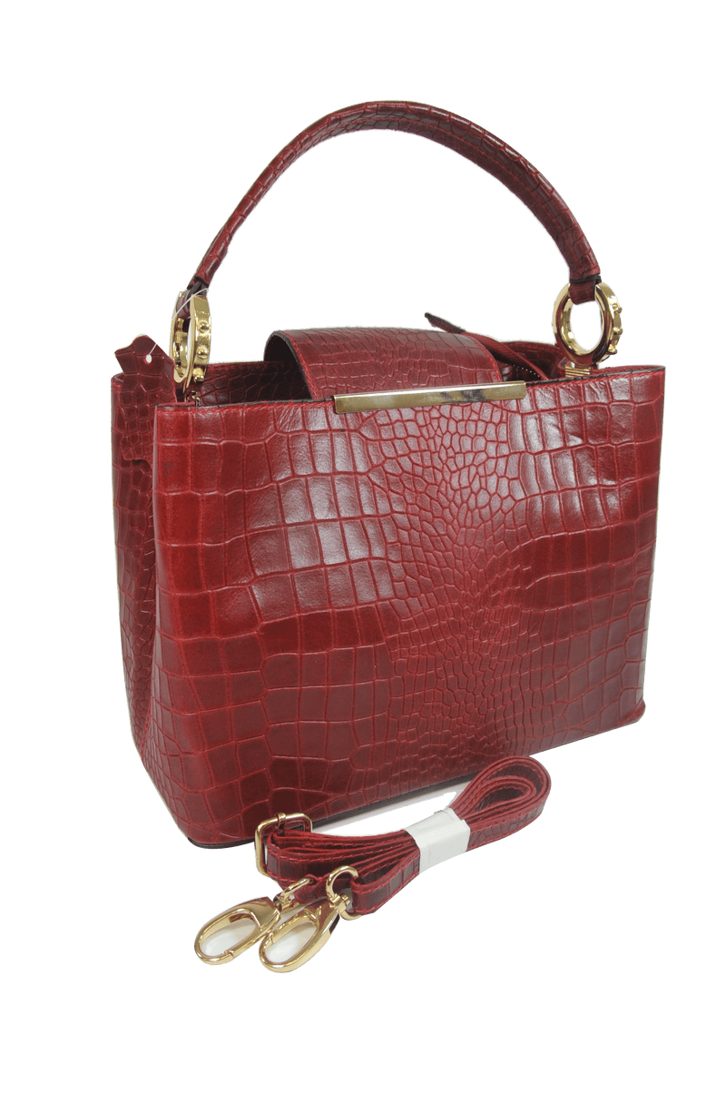 Brangio Italy Collections Handbag Red Misty U.S.A. Women's 100% Genuine Cowhide Leather Purse in Brown