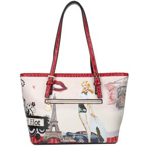 Brangio Italy Collections Handbag Red Retro Rebel Satchel Graphic Tote Bag