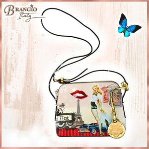 Brangio Italy Collections Handbag Retro Rebel Satchel Graphic Crossbody