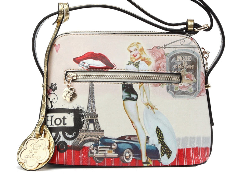 Brangio Italy Collections Handbag Retro Rebel Satchel Graphic Crossbody