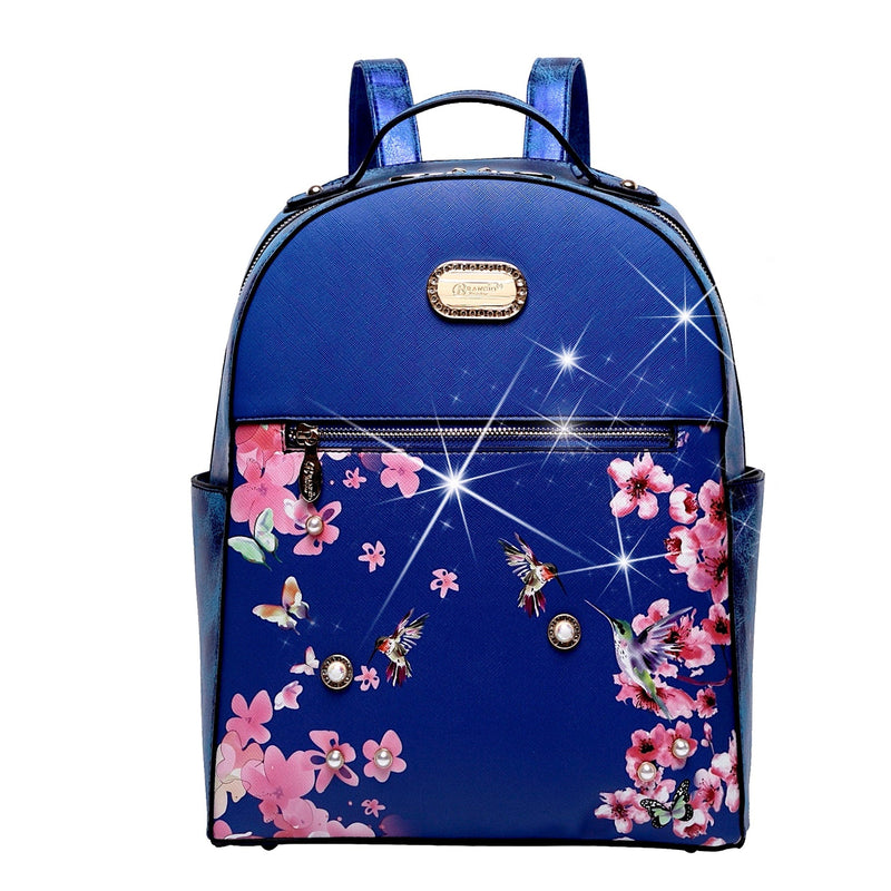 Brangio Italy Collections Handbag Royal Blue BI Hummingbird Backpack in White, Black, Blue, Red, Bronze, Burgundy, or Pewter