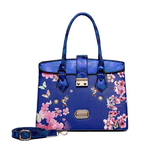 Brangio Italy Collections Handbag Royal Blue Hummingbird Soar Vegan Leather Top-Handle + Wallet - Colors Available | BI