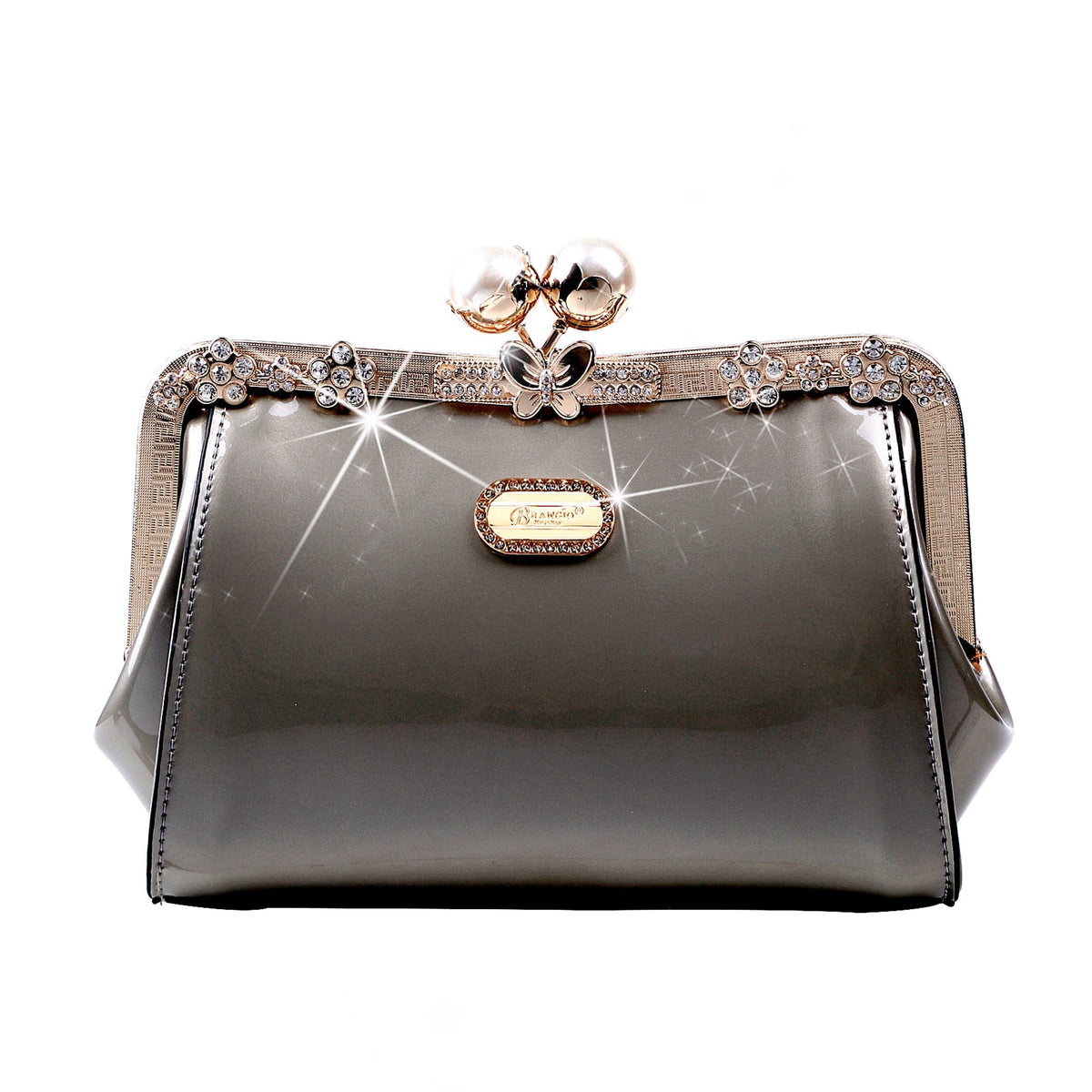 Brangio Italy Collections Handbag Silver Starry Ocean Blossom Stains & Damage Resistant Womens Crossbody Clutch