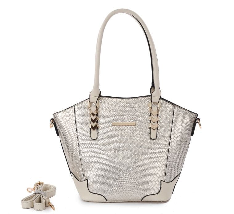 Brangio Italy Collections Handbag Strawderr Multi Function Handbag in Silver | BI