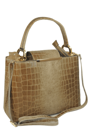 Brangio Italy Collections Handbag Tan Misty U.S.A. Women's 100% Genuine Cowhide Leather Purse in Brown