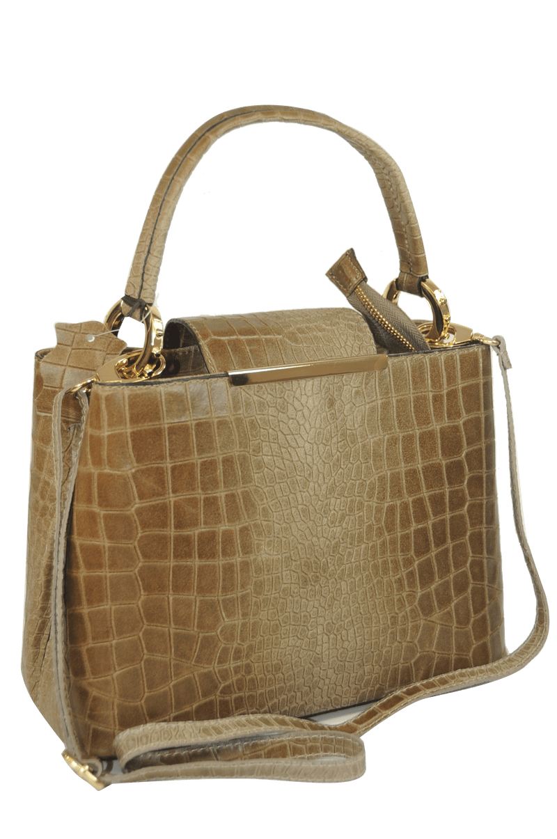 Brangio Italy Collections Handbag Tan Misty U.S.A. Women's 100% Genuine Cowhide Leather Purse in Brown