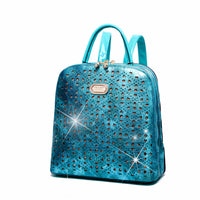 Brangio Italy Collections Handbag Turquoise Blue BI Sparkle of Hearts Backpack Bag for Women in Dark Night, Silver, or Turquoise