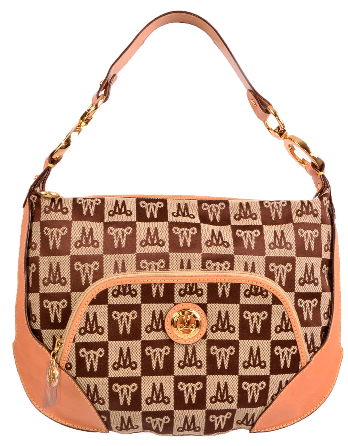 Brangio Italy Collections Handbags Brown Misty Genuine Cowhide Leather Trim And Shoulder Purse |BI