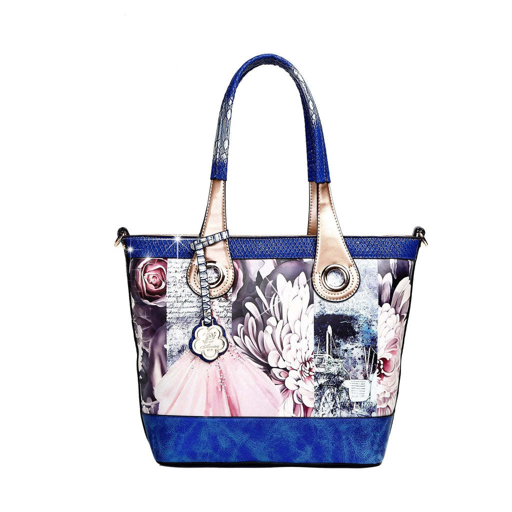 Brangio Italy Collections Luggage Blue Blossomz Tote Designer Luxury Tote Bag for Women