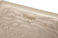 Brangio Italy Collections Wallet BI Rosette 3D Crystal Wristlet Wallet in Black, Blue, Pink, Gold, or Red