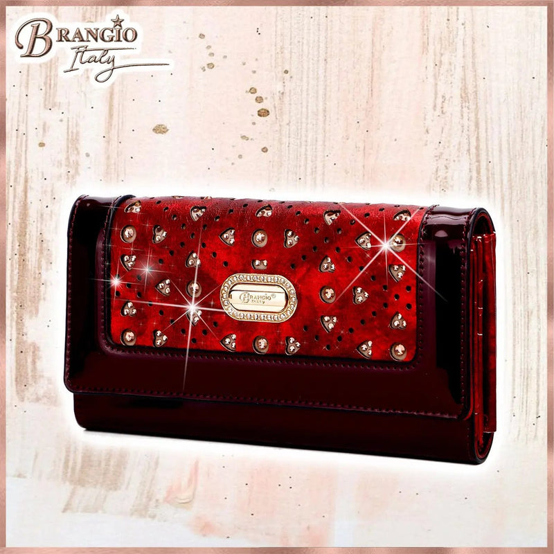 Brangio Italy Collections Wallet BI Sparkle of Hearts Women's Envelope Wallet with Phone Holder - Colors Available