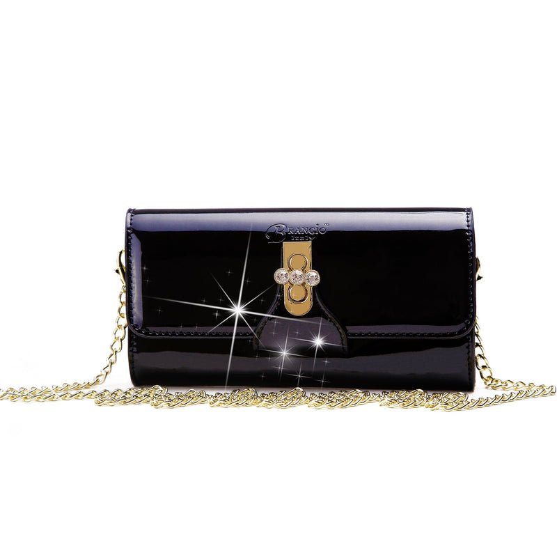 Brangio Italy Collections Wallet Black BI Tri-Star Evening Bridal Clutch Crossbody Bag with Chain Strap - Colors Available