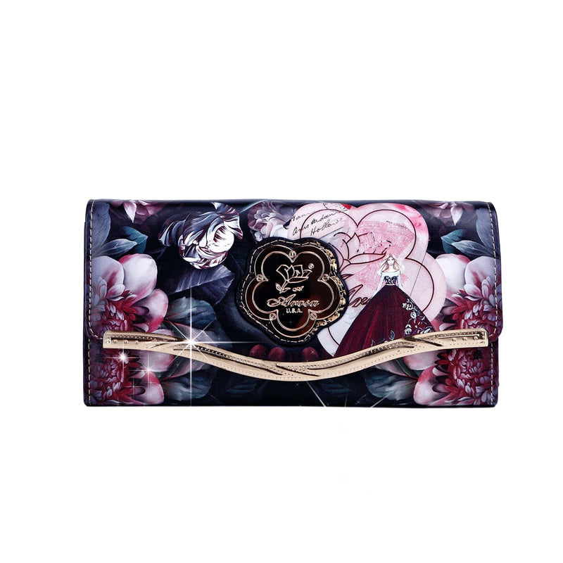 Brangio Italy Collections Wallet Black Queen Clutch Women Luxury Wallet Cell Phone Clutch