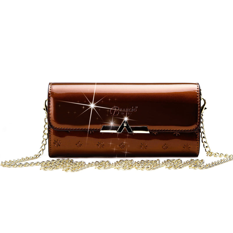 Brangio Italy Collections Wallet Bronze BI Meteor Clutch Crossbody in Rose Gold, Blue, Black, Burgundy, Bronze, or Purple