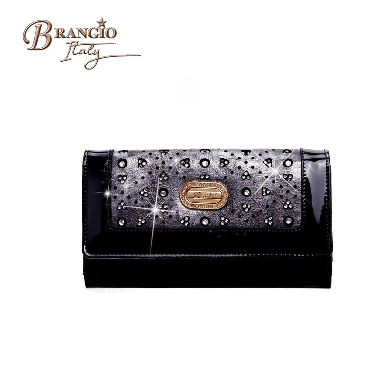 Brangio Italy Collections Wallet Dark Night BI Sparkle of Hearts Women's Envelope Wallet with Phone Holder - Colors Available