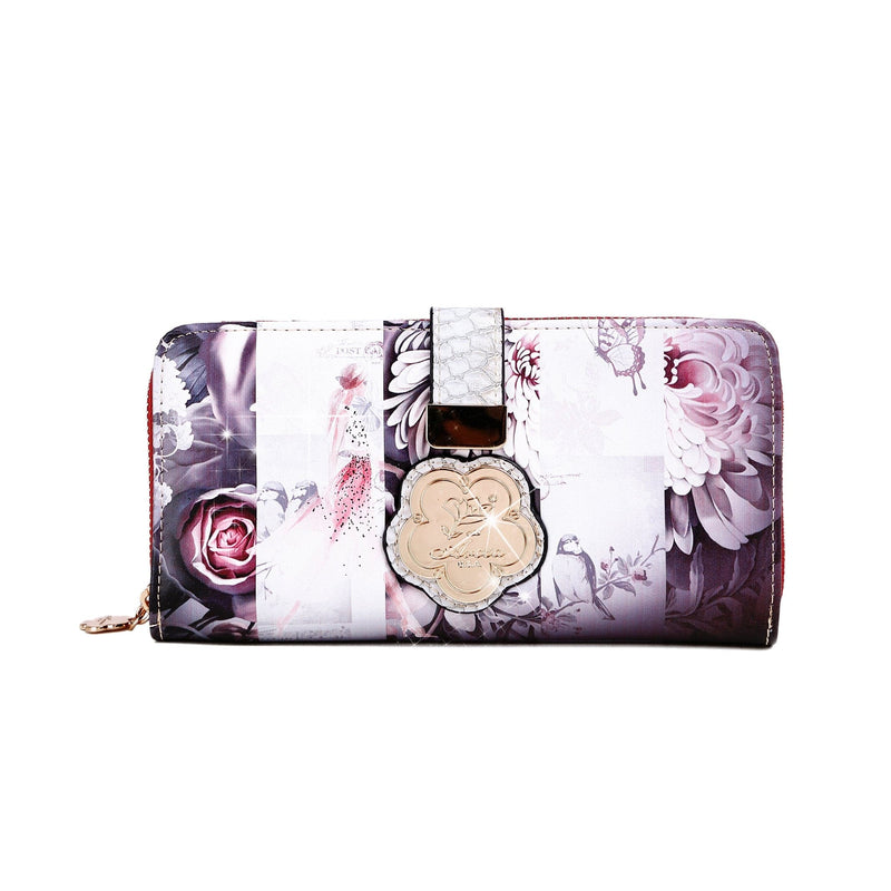Brangio Italy Collections Wallet Grey Blossomz Graphic Design Fashion Wallet for Women