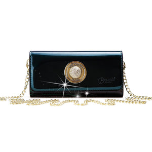 Brangio Italy Collections Wallet KWC8828-DG Crystal Moon Stunning Vegan Leather clutch Wallets