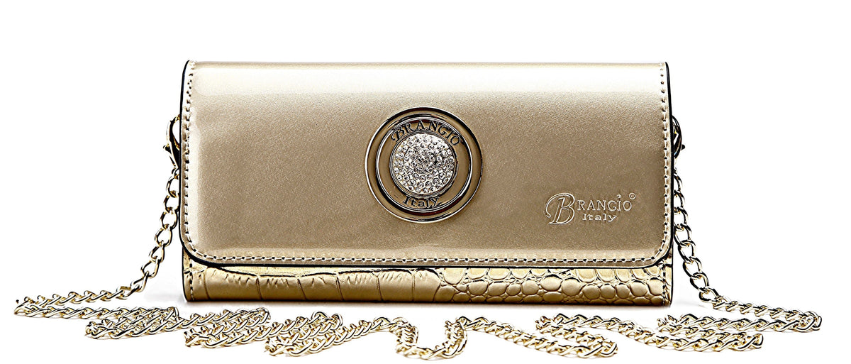 Brangio Italy Collections Wallet KWC8828-LG Crystal Moon Stunning Vegan Leather clutch Wallets