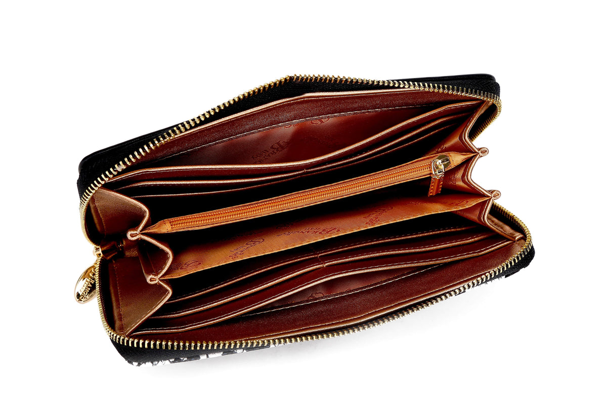 Brangio Italy Collections Wallet Night Black BI Women's Serpa Handmade Wristlet Wallet in Beige or Black