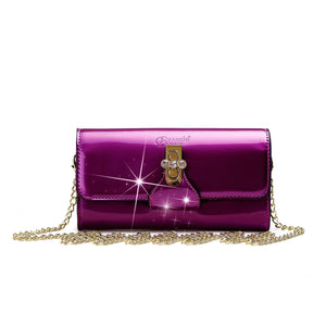 Brangio Italy Collections Wallet Purple BI Tri-Star Evening Bridal Clutch Crossbody Bag with Chain Strap - Colors Available