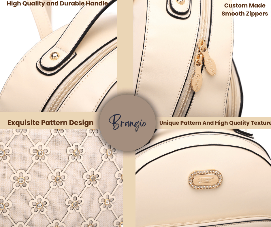 Brangio Italy Collections Women's Backpack Wildflower Blossom Vegan Classy Travel Backpack + Wallet | BI