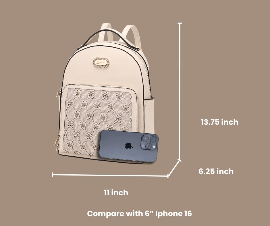 Brangio Italy Collections Women's Backpack Wildflower Blossom Vegan Classy Travel Backpack + Wallet | BI