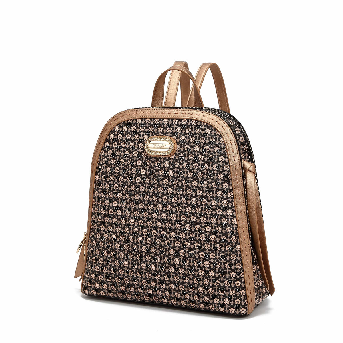 Brangio Italy Collections Women's Handbag Black Diamond Marvel Rhinestone Work Travel Backpack |BI