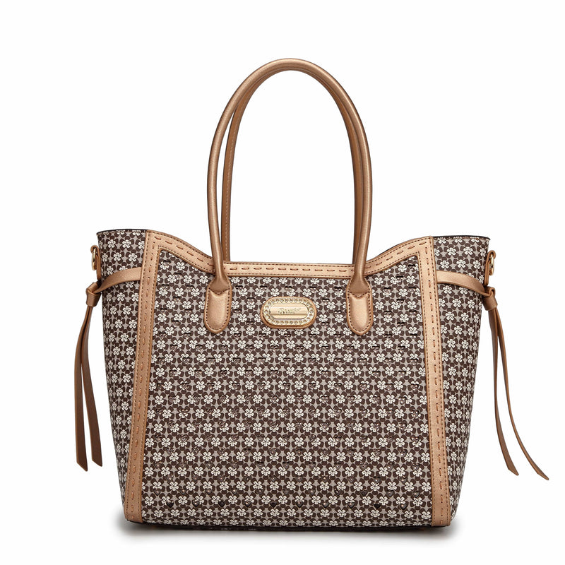 Brangio Italy Collections Women's Handbag Brown Diamond Marvel Rhinestone Tote Bag |BI